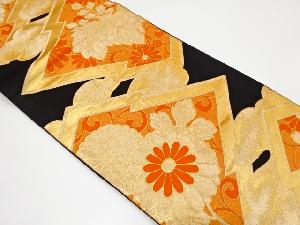 アンティーク　松皮菱に桐・菊唐草模様織り出し袋帯（着用可）